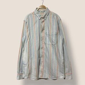 Multi-Stripe Long Sleeve Shirt Relaxed Fit Men's Size M